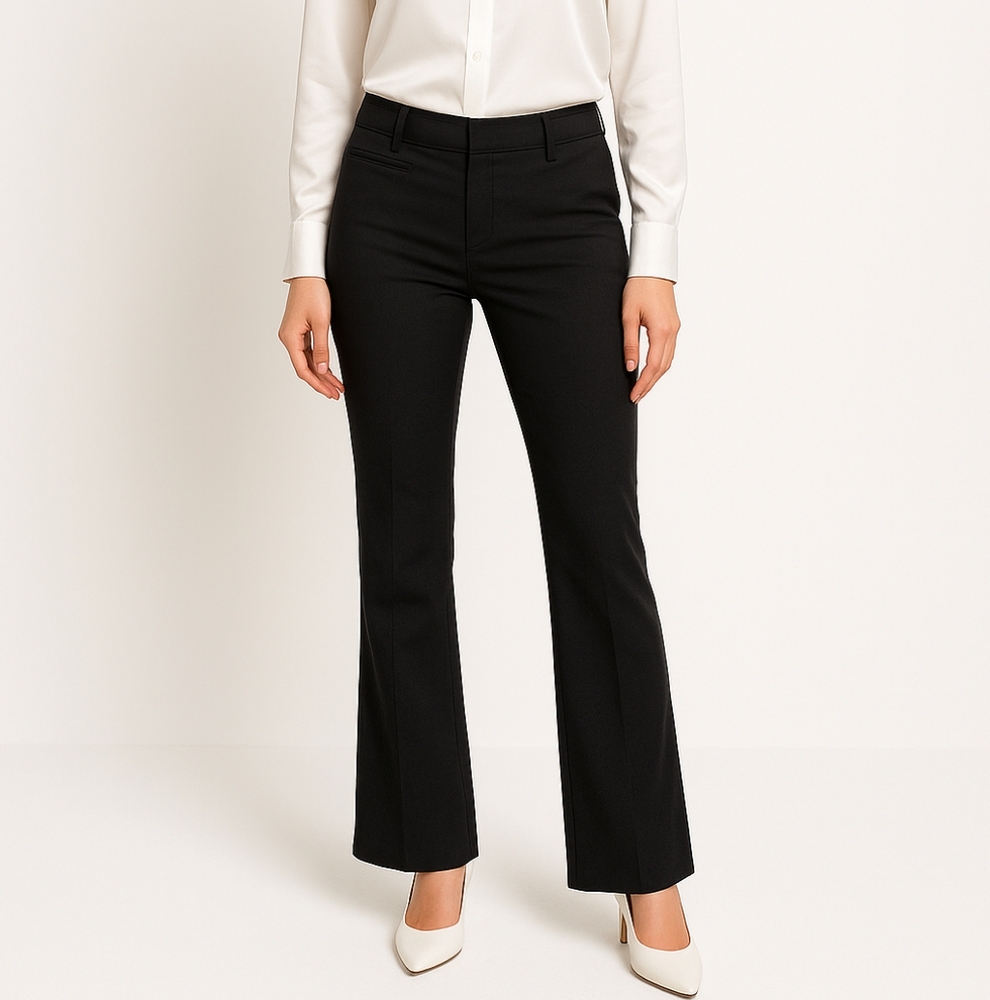 BCBG MAXAZ S Wool Casual Career Black Classic Staple Boot Leg Flare Slacks